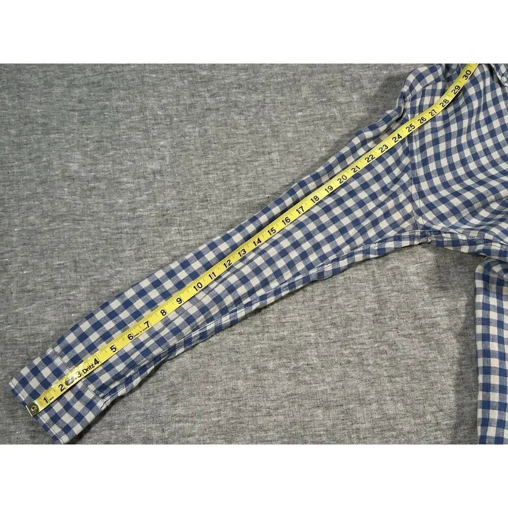 J Crew Baird McNutt Irish Linen Shirt Mens Large Plaid Classic Preppy Button-Up